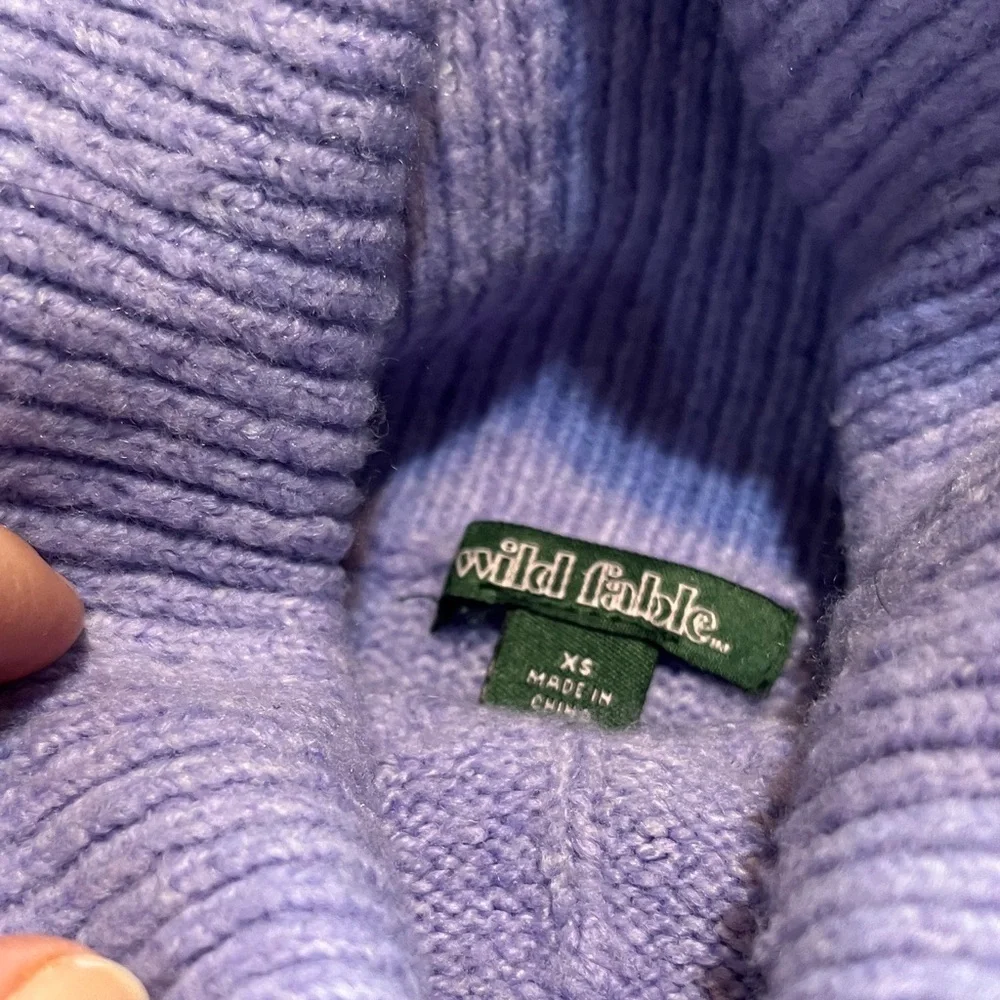 Wild Fable Cozy Cropped Purple Turtleneck Cable Knit Sweater - Size XS